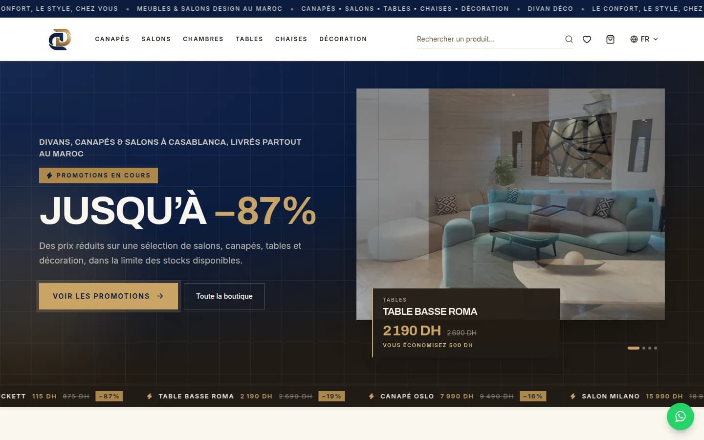Page d'accueil de la boutique Divandeco